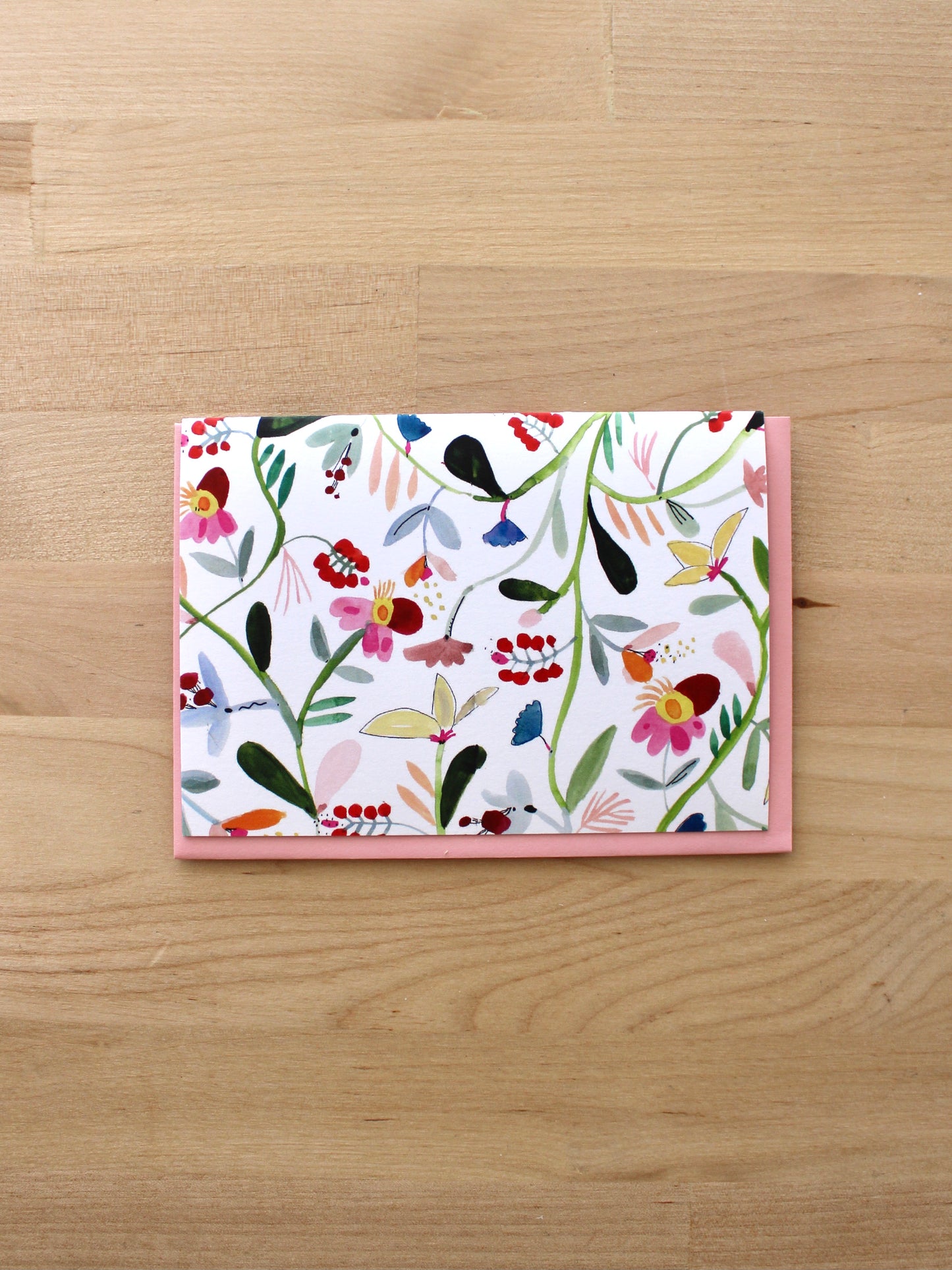 Whimsical Illustrated Flower Blank Greeting Card