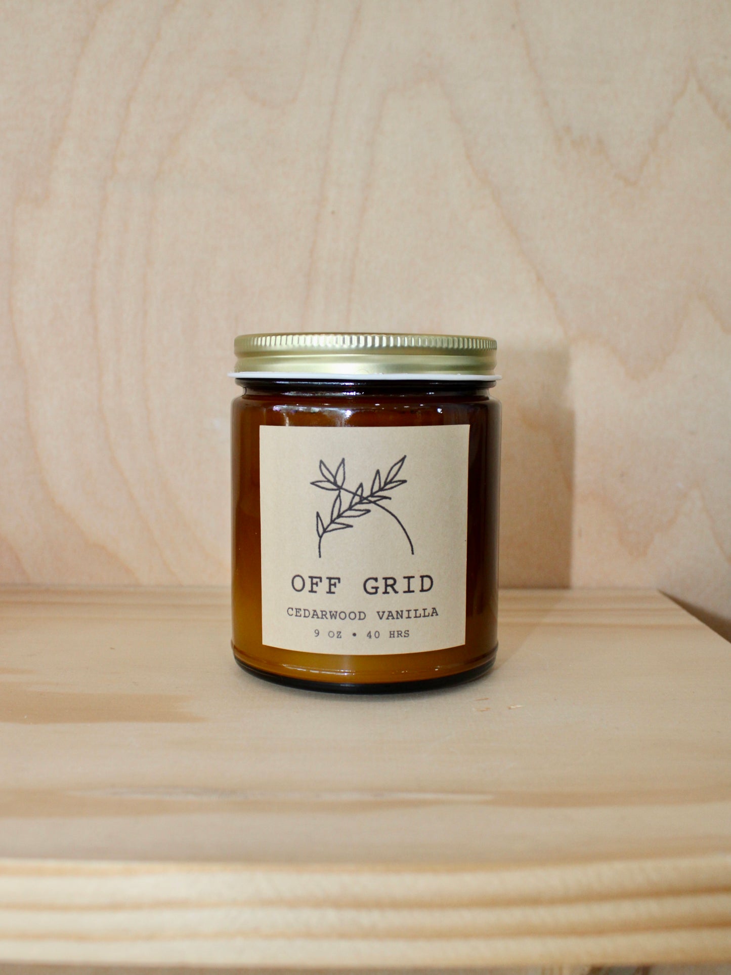 Off Grid Cedarwood Vanilla Candle - 9 oz Amber Jar