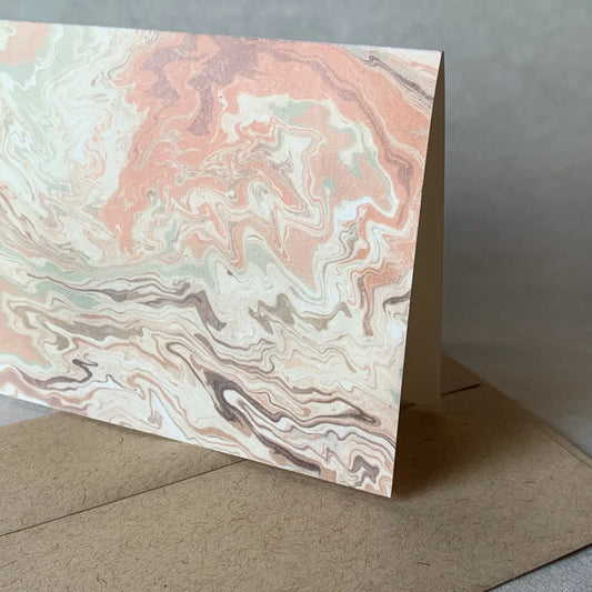 Pink Marbled Blank Greeting Card