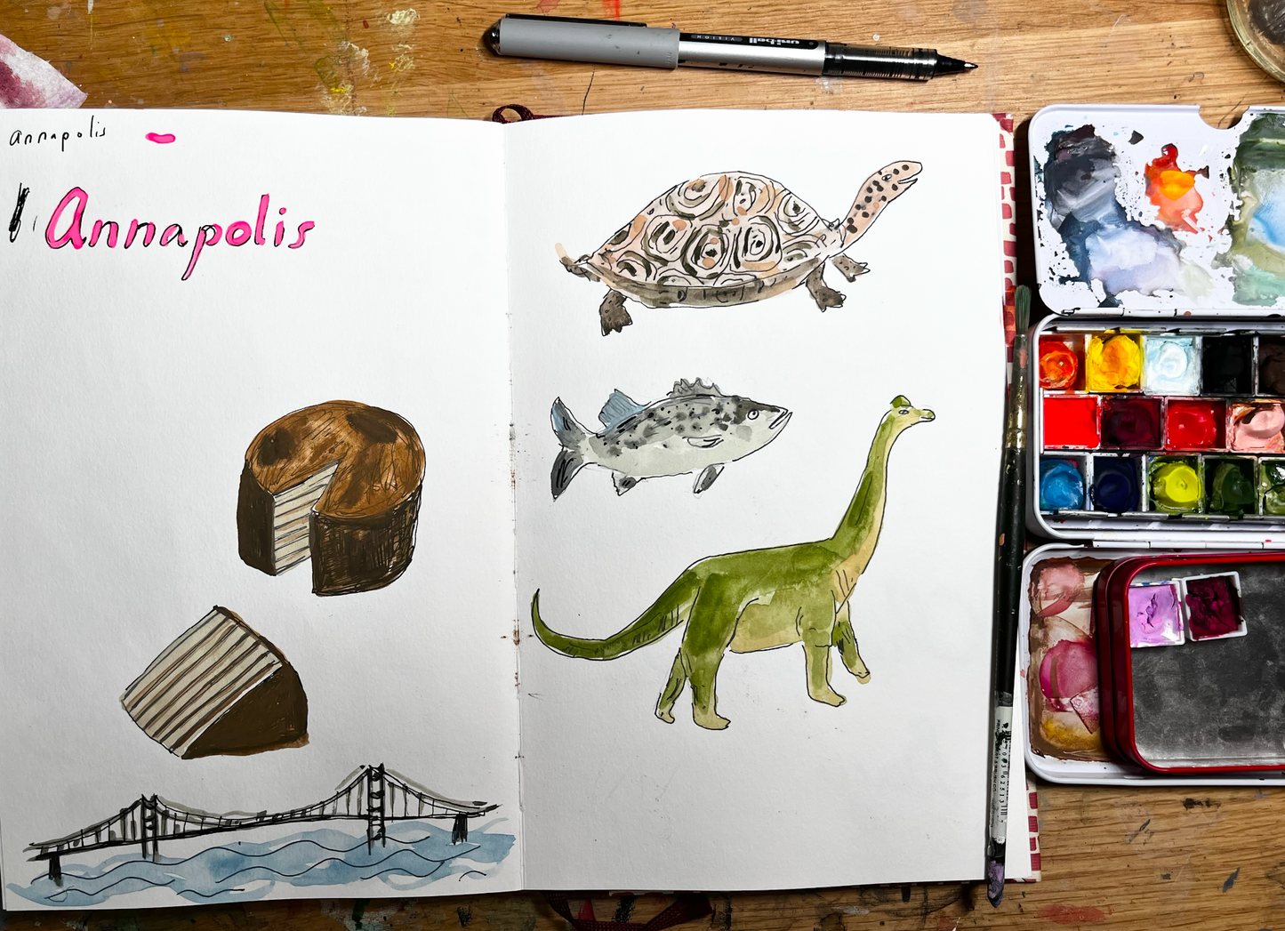 Illustrated Maryland notecard with colorful envelope