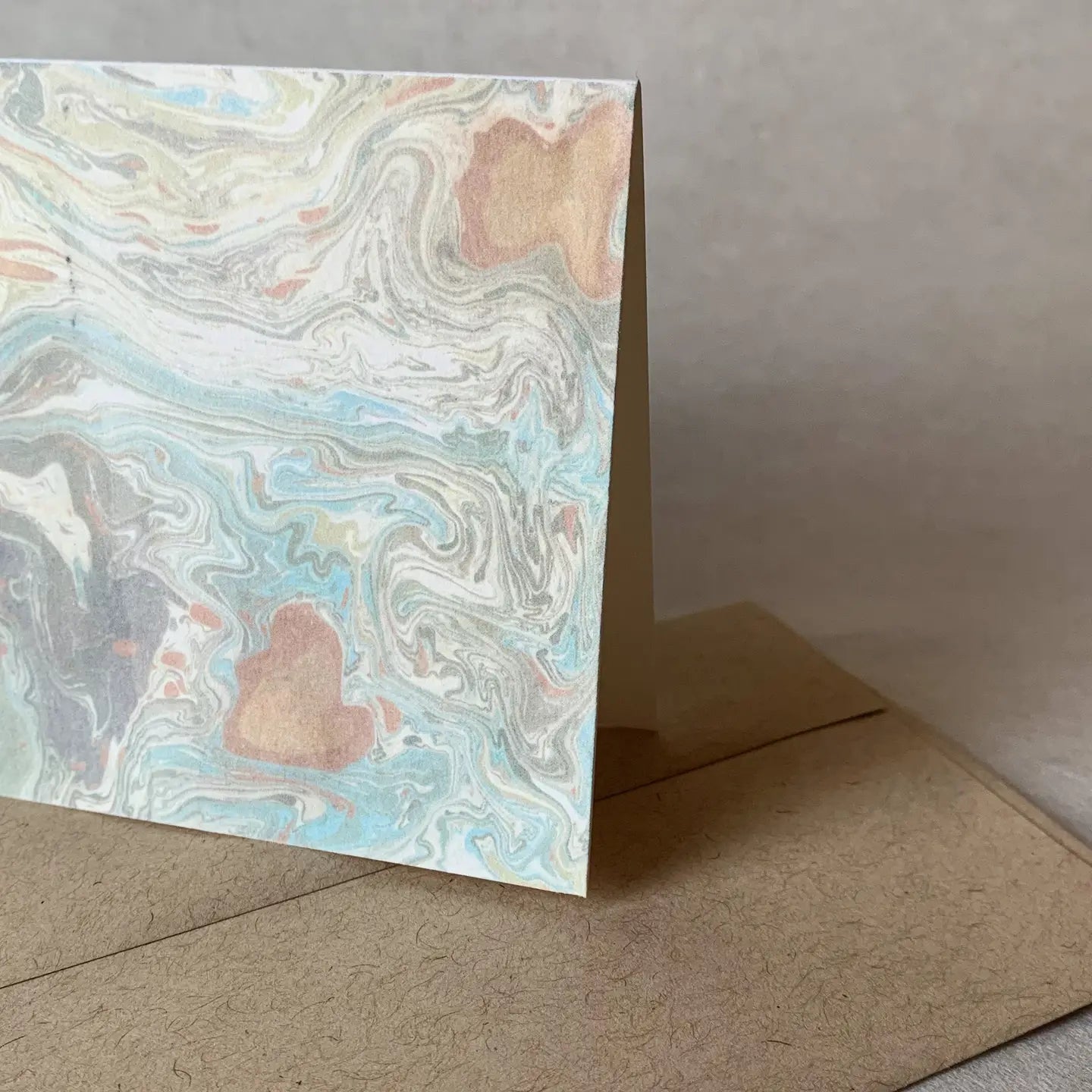 Blue Marbled Blank Greeting Card