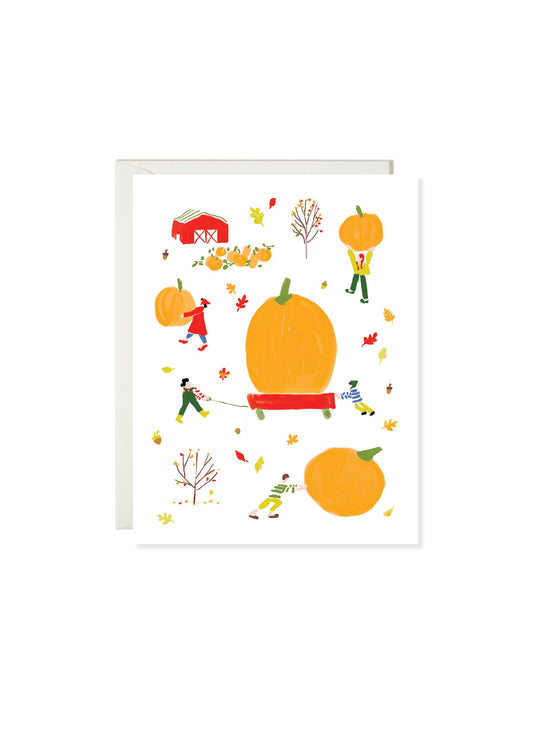 Pumpkin Wagon Fall Greeting Card