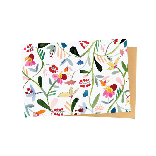 Whimsical Illustrated Flower Blank Greeting Card