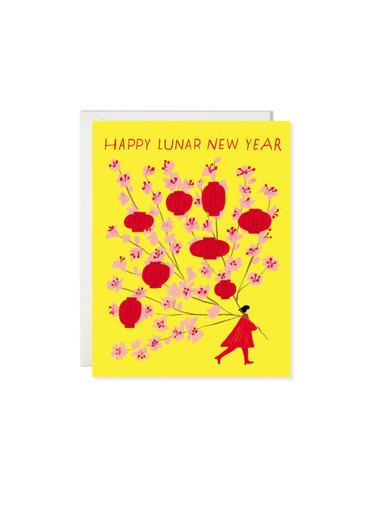 Lantern Blossoms Lunar New Year Greeting Card