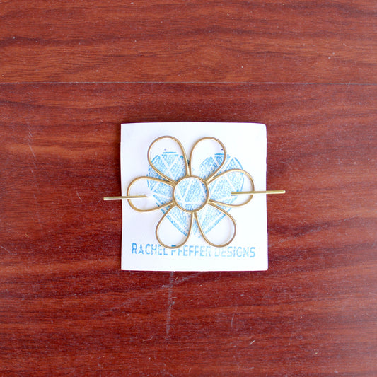 Flower Brass Hair Pin