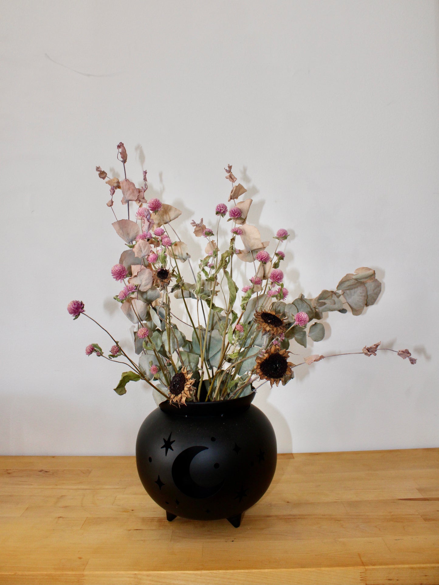 Halloween Cauldron Dry Flower Arrangement