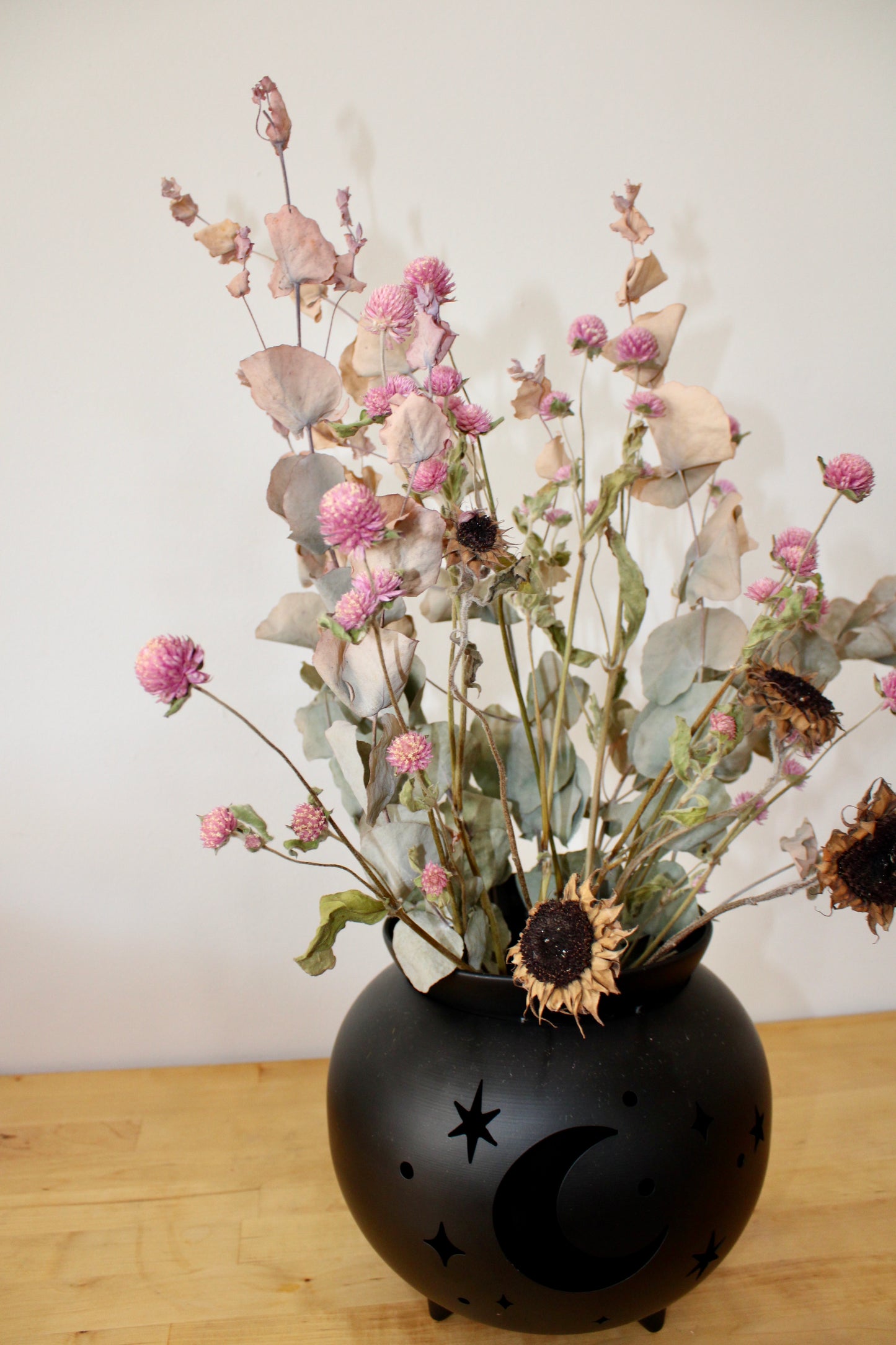 Halloween Cauldron Dry Flower Arrangement