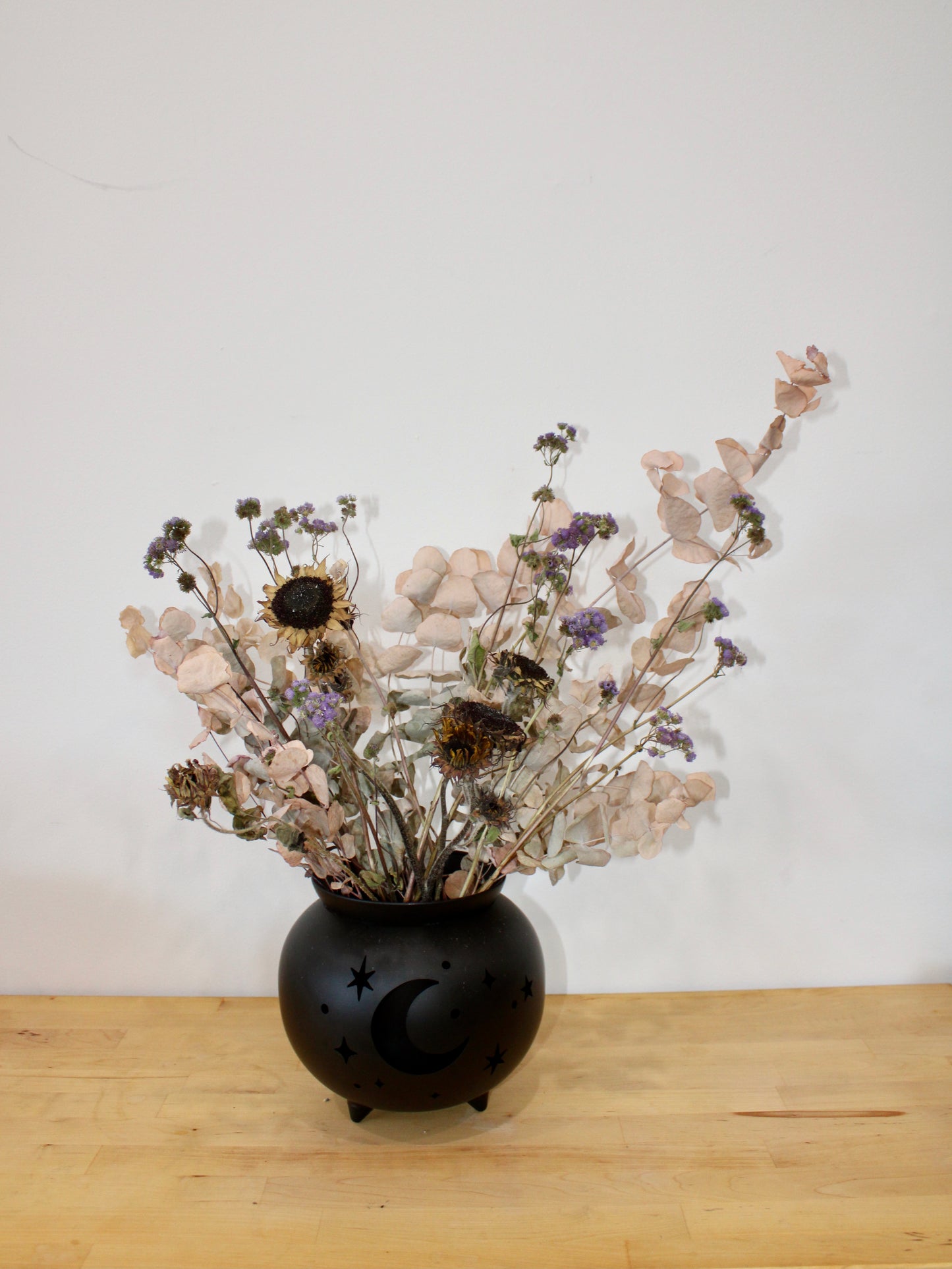 Halloween Cauldron Dry Flower Arrangement