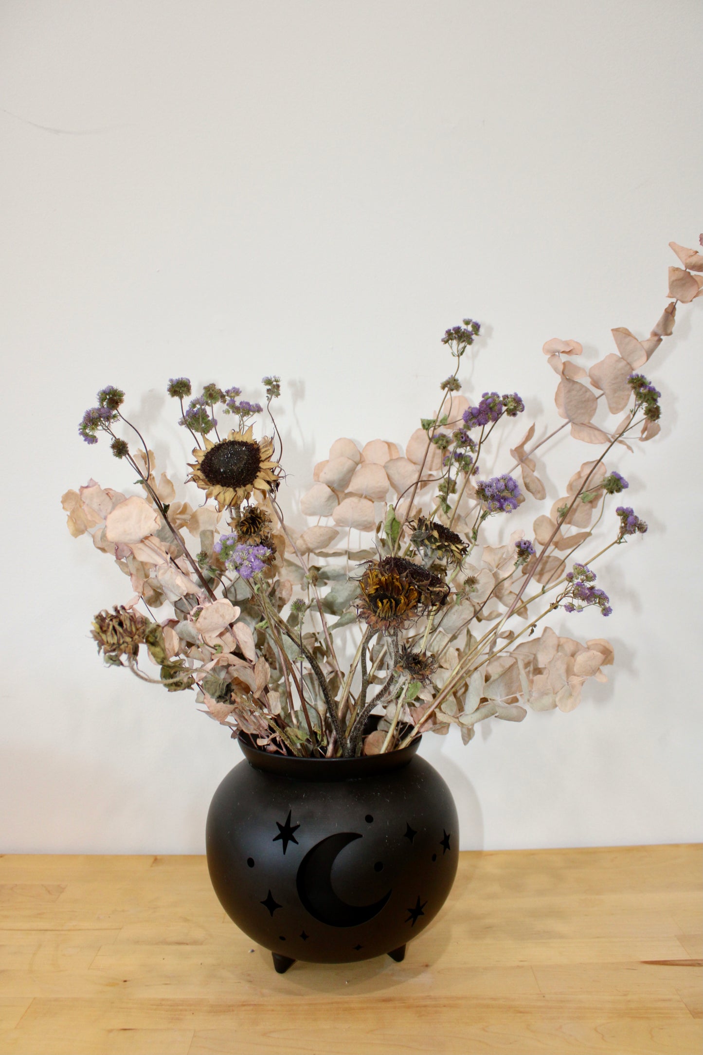 Halloween Cauldron Dry Flower Arrangement