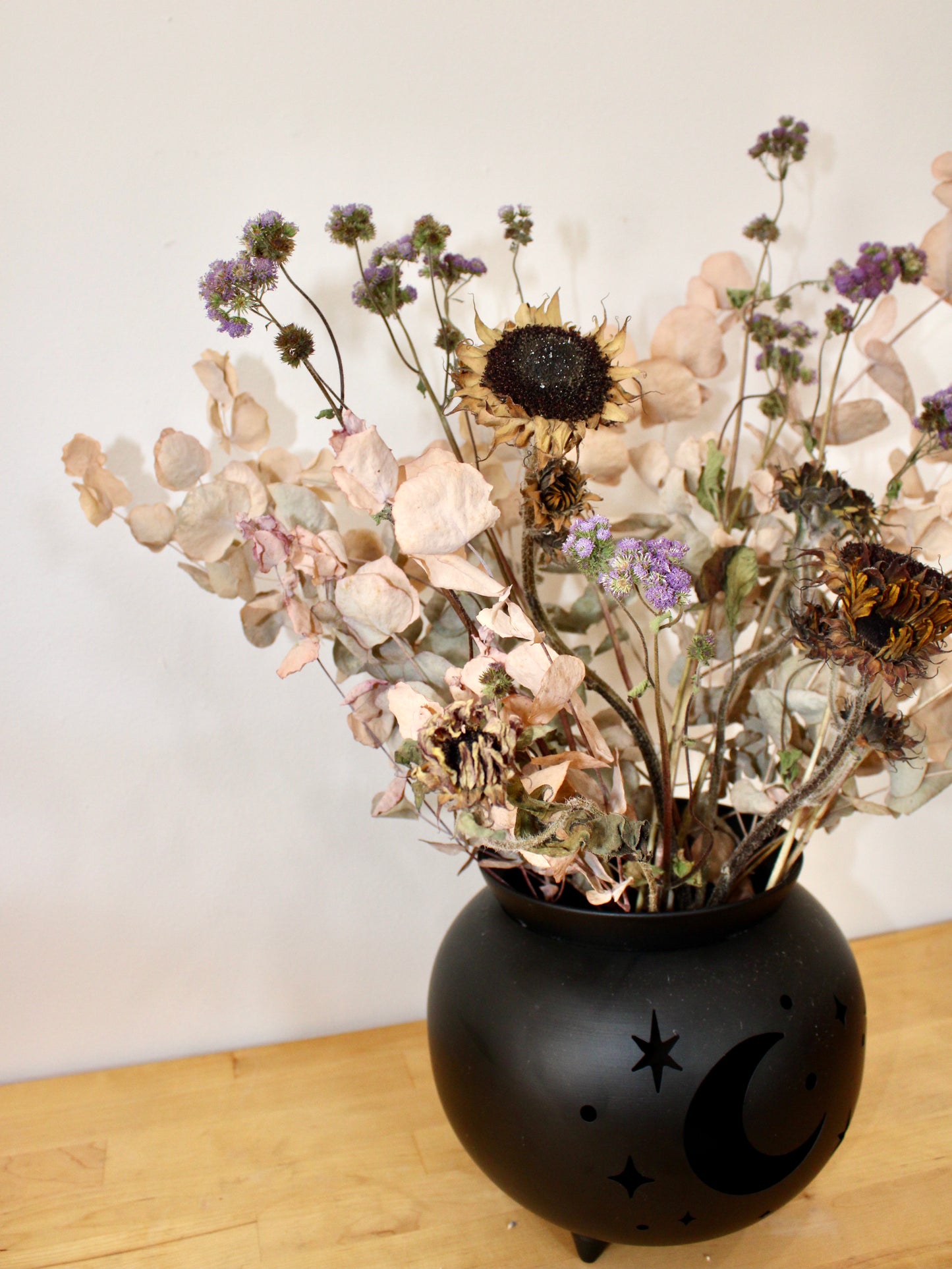 Halloween Cauldron Dry Flower Arrangement