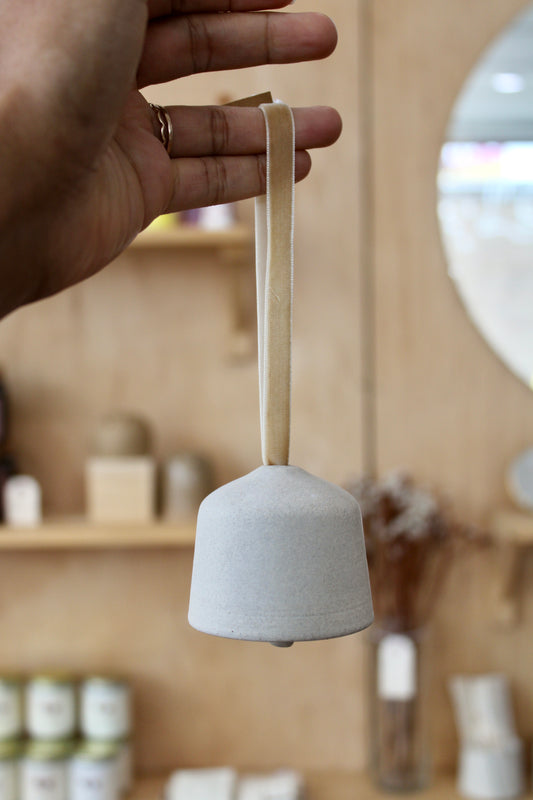 Minimal Raw Stoneware Bell Ornament