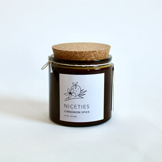 Niceties Cinnamon Spice Soy Wax Candle - 16 oz Amber Apothecary Jar