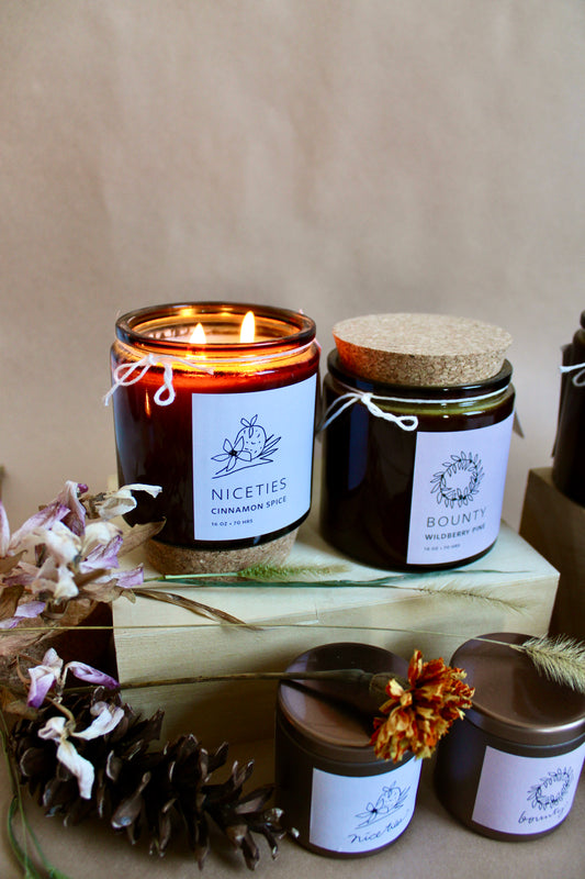 Niceties Cinnamon Spice Soy Wax Candle - 16 oz Amber Apothecary Jar