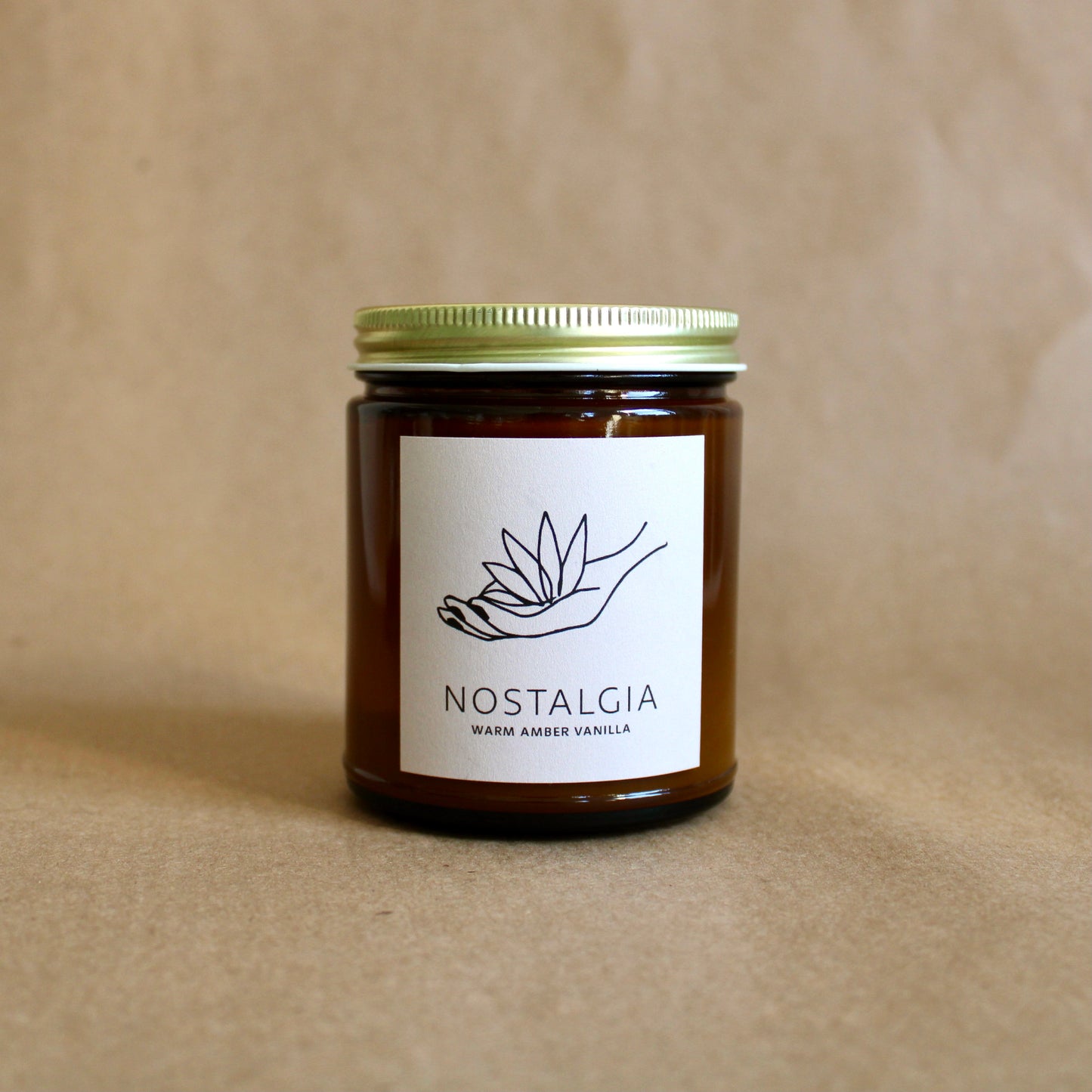 Nostalgia Amber Vanilla Soy Wax Candle - Amber Jar