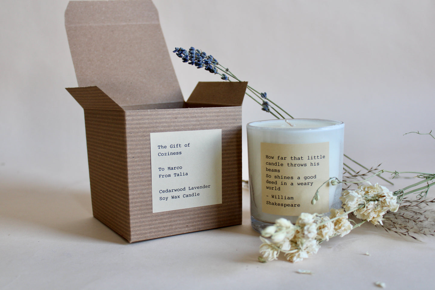 Gift Scentiment Custom Typewriter Note Candle