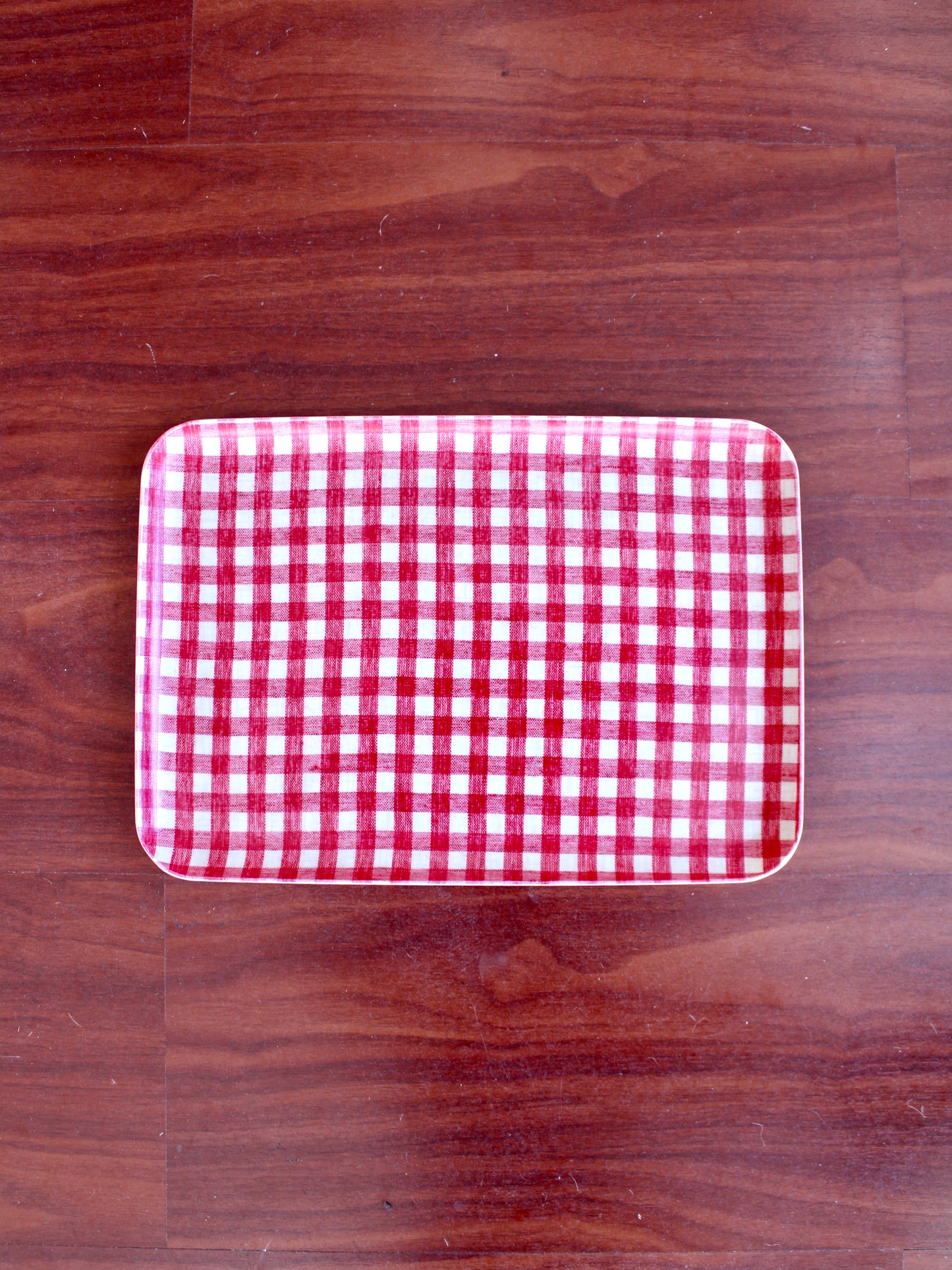 Medium Red Check Linen Coated Tray