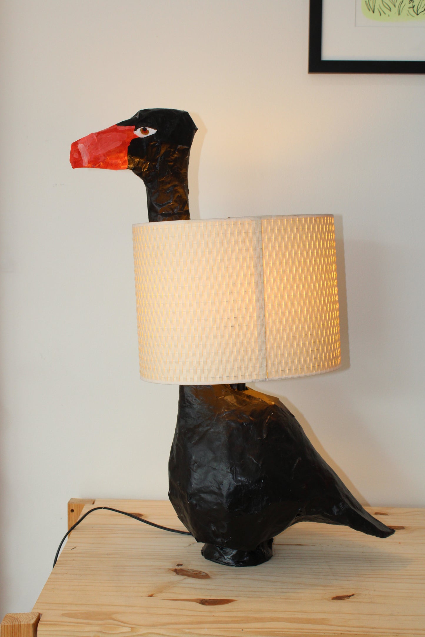 Black Swan Paper Mache Lamp