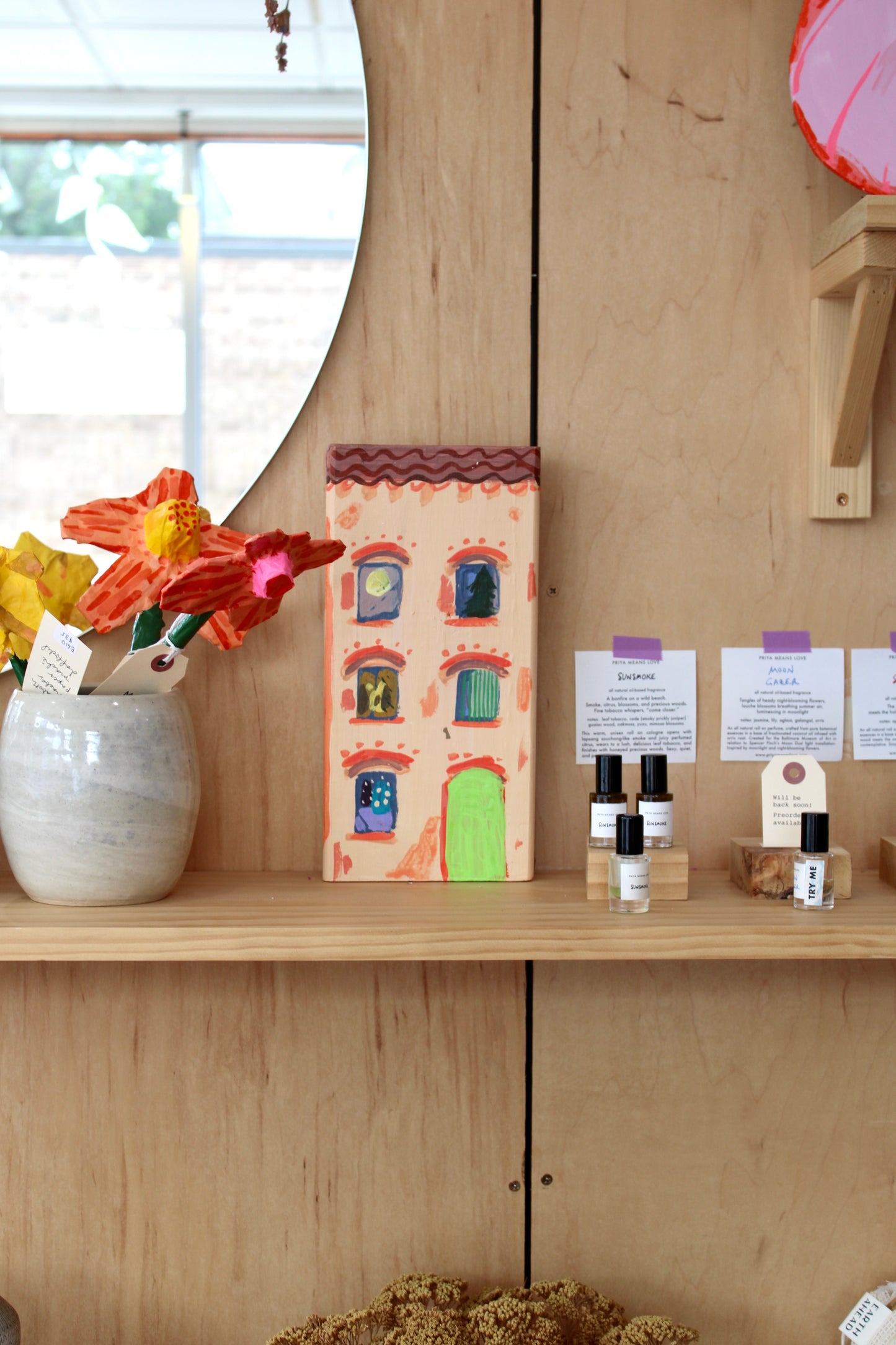 Hand Painted Wood Block Baltimore Rowhomes by Elizabeth Graeber