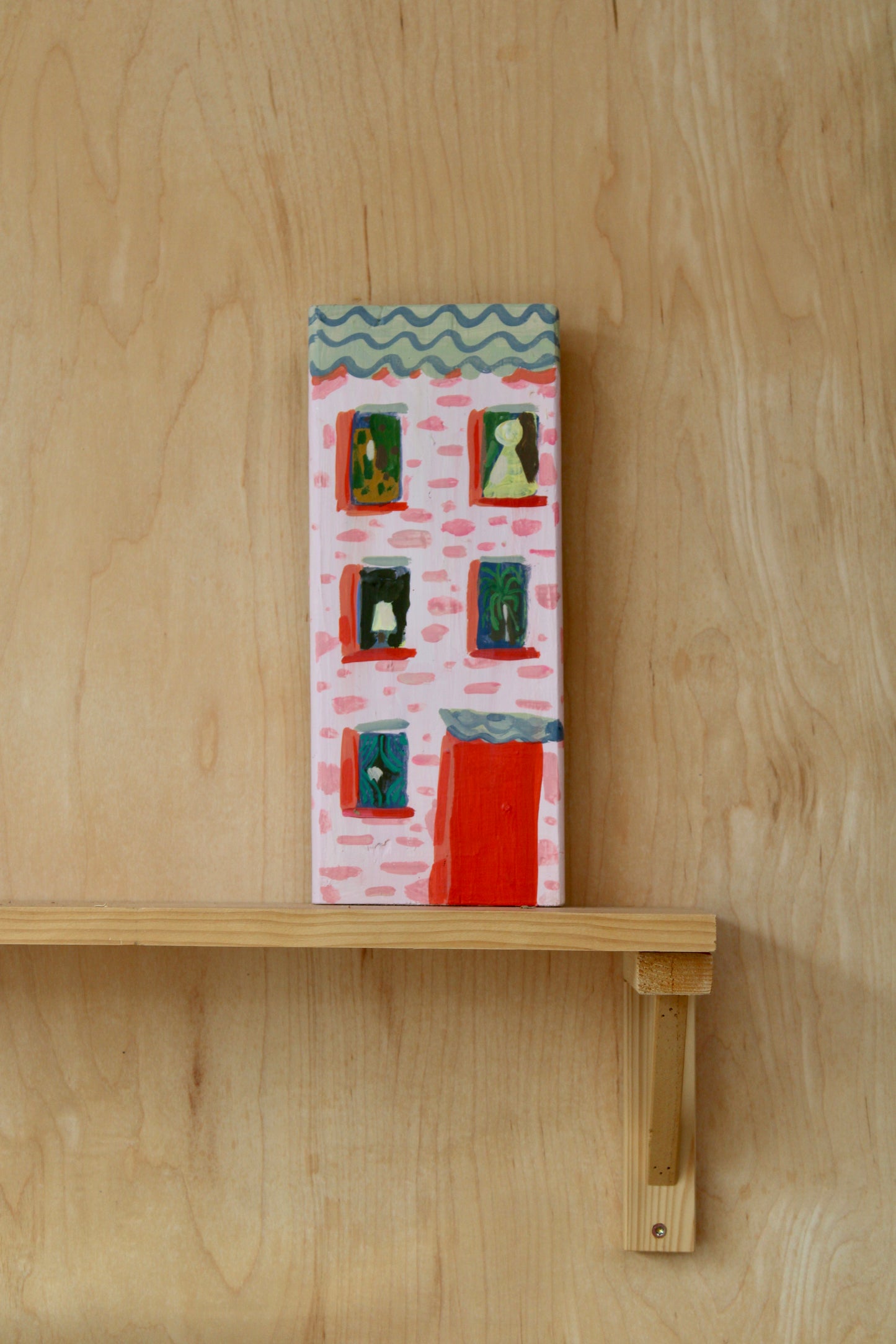Hand Painted Wood Block Baltimore Rowhomes by Elizabeth Graeber