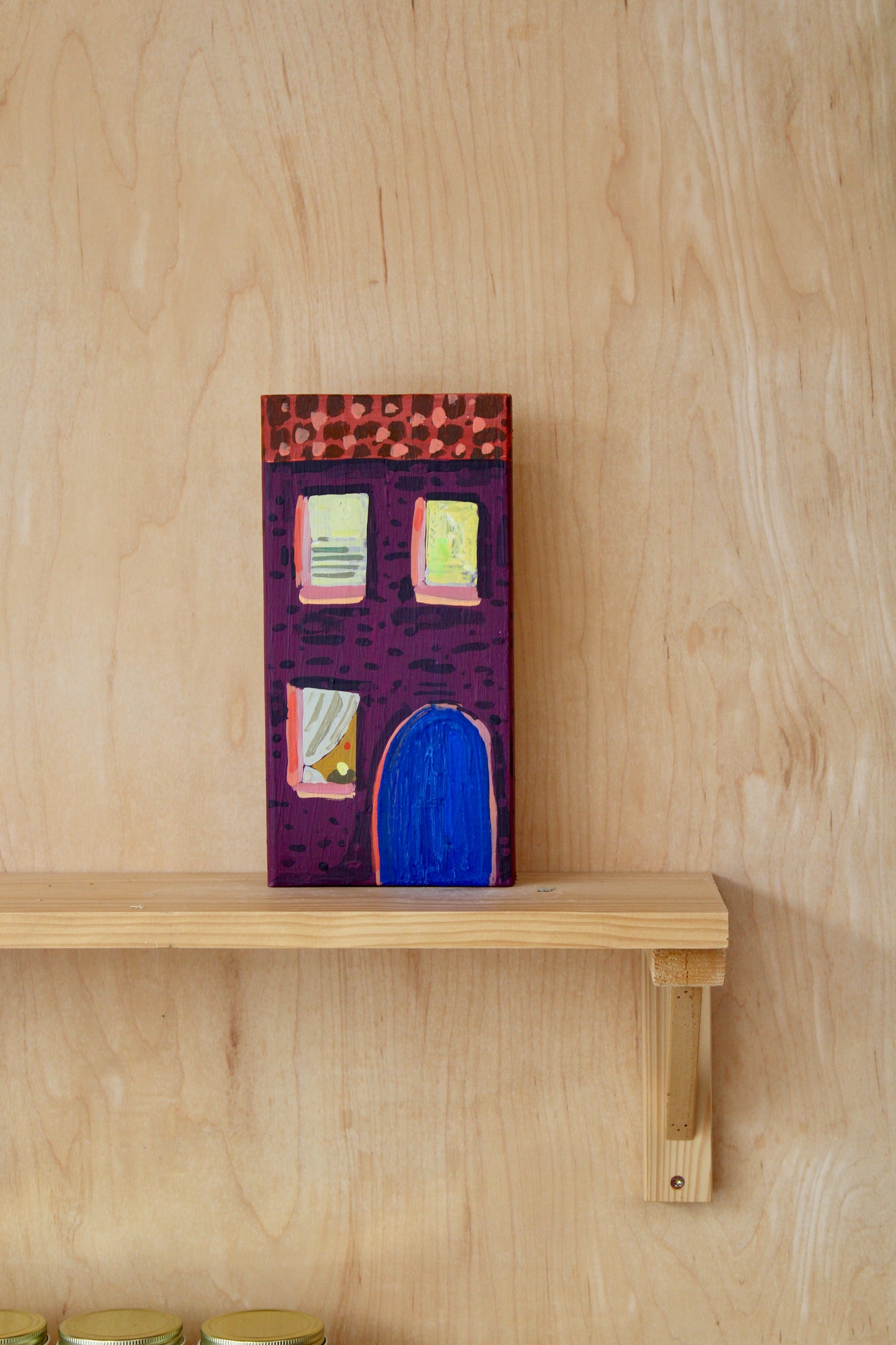 Hand Painted Wood Block Baltimore Rowhomes by Elizabeth Graeber