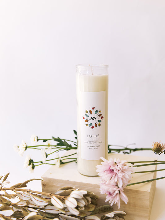 Lotus Soy Candle - 16 oz Prayer Candle