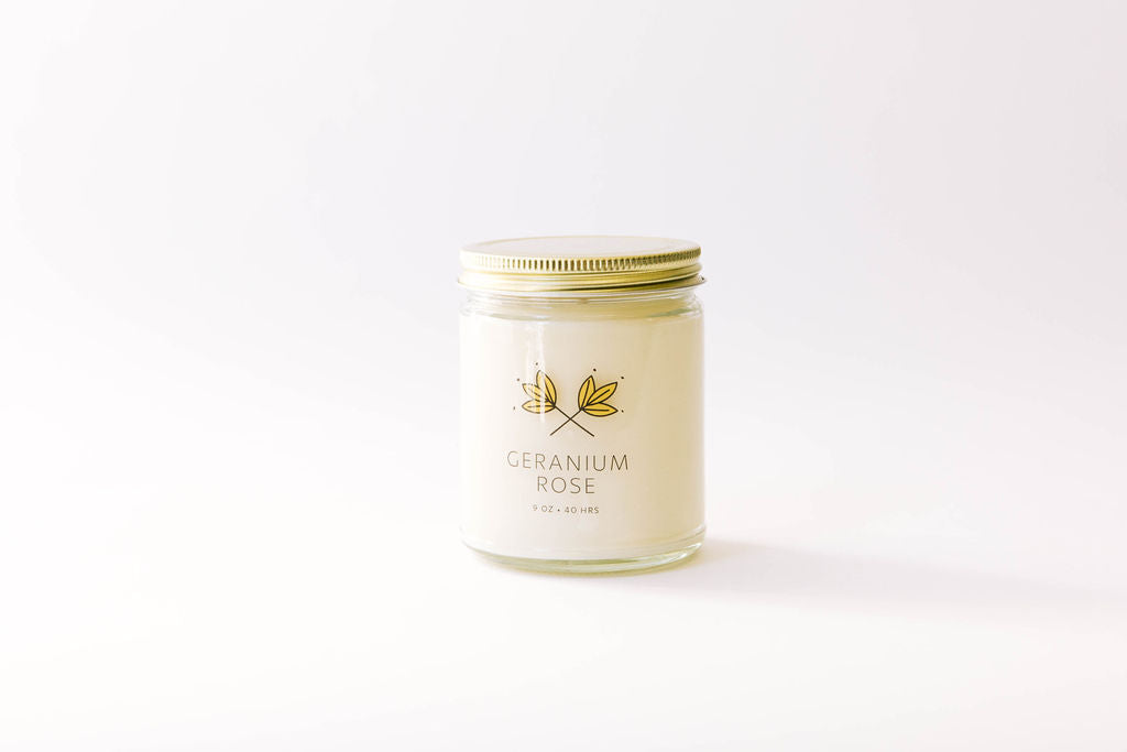 Geranium Rose Soy Wax Candle - 9 oz Jar