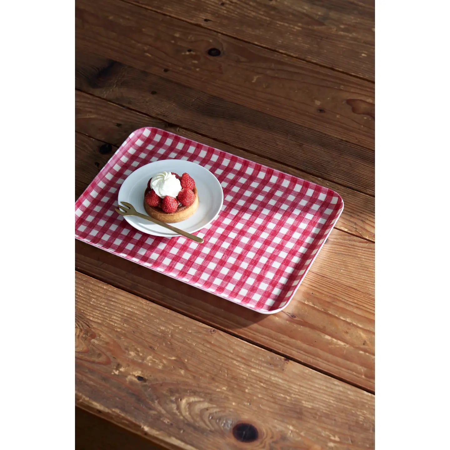 Medium Red Check Linen Coated Tray