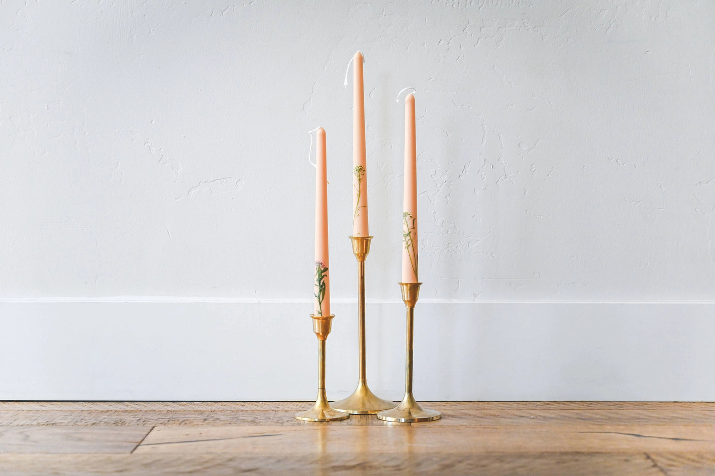 Pressed Flowers Beeswax Taper Candle