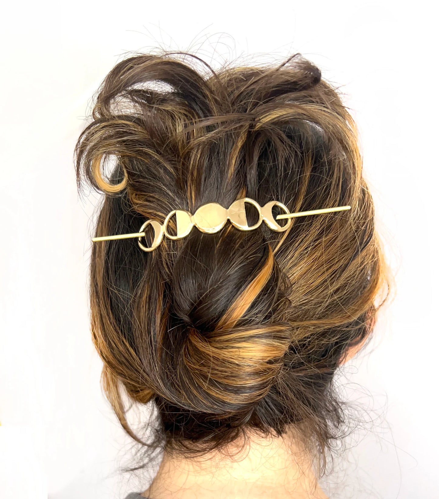 Moon Phases Brass Hair Pin